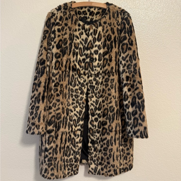 Topshop Jackets & Blazers - Topshop Animal Print Faux Fur Jacket